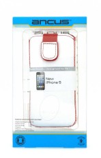 Case Protect Ancus for Apple iPhone SE 5 5S 5C Nokia 105 TA-1174 and Huawei Y360 Old Leather White with Red Stitching