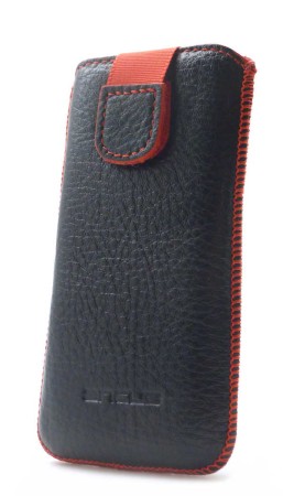 Case Protect Ancus for Apple iPhone SE 5 5S 5C Nokia 105 TA-1174 and Huawei Y360 Leather Black with Red Stitching