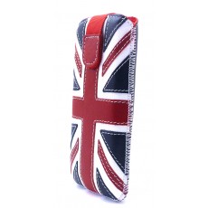 Case Protect Ancus UK Flag for Apple iPhone SE/5/5S/5C Leather Navy with White Stitching