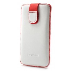 Case Protect Ancus for Nexus 5X / One A9 / Galaxy Grand Prime / iPhone 6/6S Old Leather White with Red Stitching