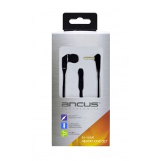 Hands Free Ancus Loop in-Earbud Mono 3.5 mm for Apple-Samsung-HTC-Sony Black with Answer Button