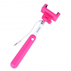Selfie Stick Remax Extendible Pink with Jack Cable 3.5mm (Closed 23cm, with Extention 90cm )