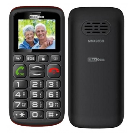 Maxcom MM428BB (Dual Sim) 1.8" with Large Buttons, FM Radio (Works without Handsfree), Torch and Emergency Button Black