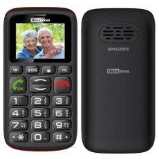 Maxcom MM428BB (Dual Sim) 1.8" with Large Buttons, FM Radio (Works without Handsfree), Torch and Emergency Button Black