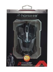 Wired Mouse R-horse RH-1990 Robocop Series with 5 Buttons and 3200 DPI Black - Grey