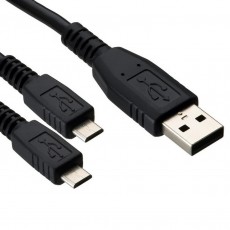 Data Cord Cable Ancus USB to 2 χ Micro USB Black 1m