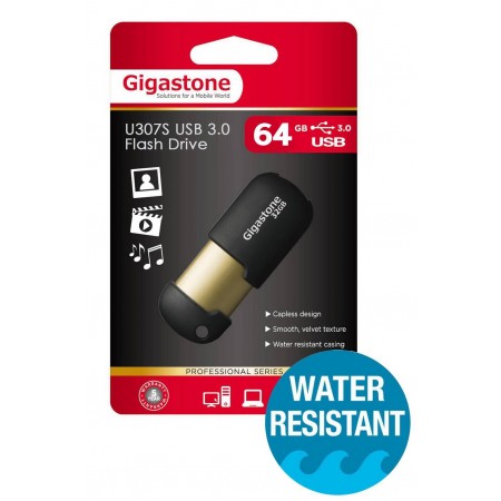 USB 3.0 Gigastone Flash Drive U307S 64GB Black Professinal Series Metal Frame
