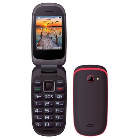 Maxcom MM818 (Dual Sim) 2,4" with Large Buttons, Radio (Works without Handsfre), and Emergency Button Black-Red