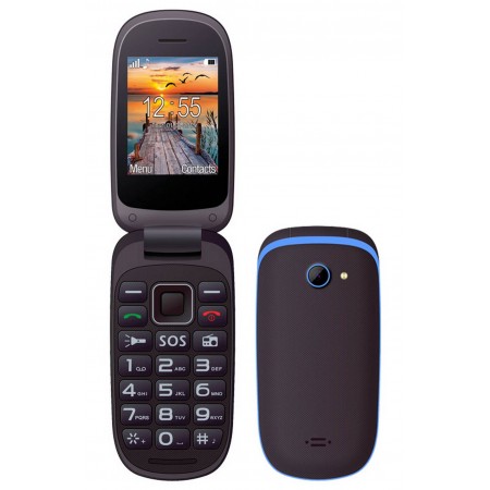 Maxcom MM818 (Dual Sim) 2,4" with Large Buttons, Radio (Works without Handsfre), and Emergency Button Black-Blue