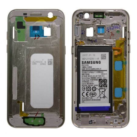 Middle Frame Cover Samsung SM-A320F Galaxy A3 (2017) with Battery and On/Off. Volume Buttons Gold Original GH82-13667B