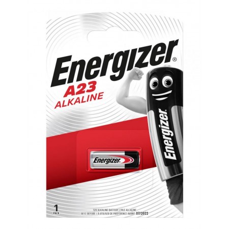 Battery Alkaline Energizer A23/23A/23GA/A23/E23A/GP23A/K23A/L1028/LR23A/LRV08/LRVO8/MN21/MS21/V23/V23GA/VR22 12V Pcs. 1