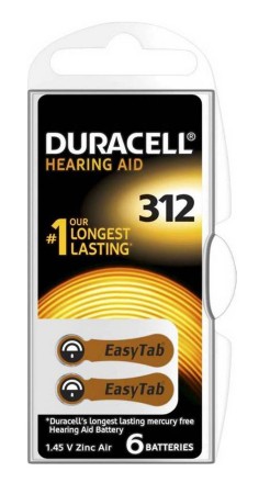 Hearing Aid Batteries Duracell 312 Activair 1,45V Pcs. 6