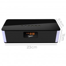 Wireless Portable Speaker Musky DY21L 2x4W Black with FM Radio Alarm Clock Audio-In and Built-in Microphone USB Slot
