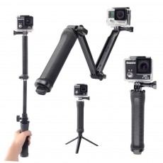 Selfie Stick Monopod LEDISTAR LDX-P3 3-Way for GoPro and Photograph Machines Extendible Black (Closed 20cm, with Extention 62cm )