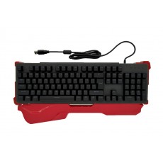 Mechanical Wired Keyboard Mobilis with Built-in Wristband Red Base and Waterproof Key Cover. Black with Green Switches