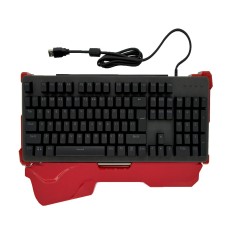 Mechanical Wired Keyboard Mobilis with Built-in Wristband Red Base and Waterproof Key Cover. Black with Green Switches