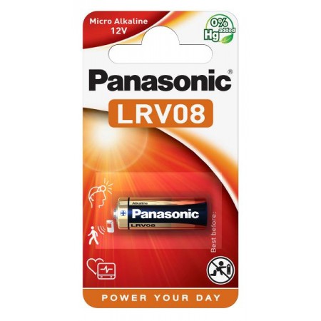 Battery Alkaline Panasonic LRV08 23A, 23GA, A23, E23A, GP23A, K23A, L1028, LR23A, LRV08, LRVO8, MN21, MS21, V23, V23GA, VR22 12V Pcs. 1