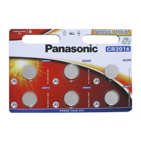 Buttoncell Panasonic CR2016 3V Pcs. 6 with Perforated Packaging
