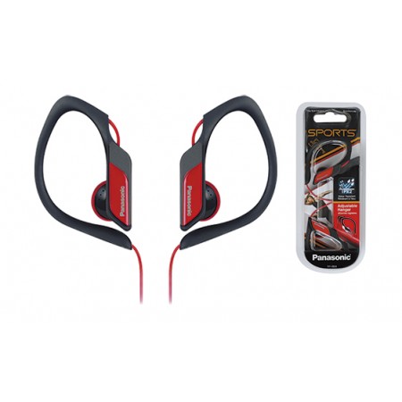 Earphone Panasonic RP-HS34E-R 3.5mm IPX2 Red with Adjustable Hanger for mp3, iPod and Sound Devices without Microphone