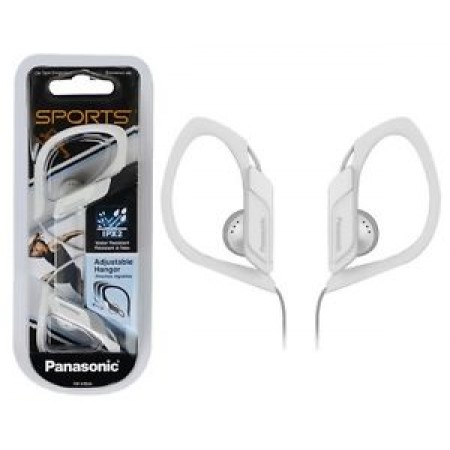 Earphone Panasonic RP-HS34E-W 3.5mm IPX2 White with Adjustable Hanger for mp3, iPod and Sound Devices without Microphone