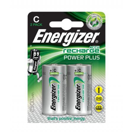 Rechargeable Battery Energizer ACCU Recharge Power Plus HR14 2500 mAh size C 1.2V Pcs 2