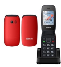 Maxcom MM817 (Dual Sim) 2,4" with Large Buttons, Charger Base Unit, Radio (Works without Handsfre), Red