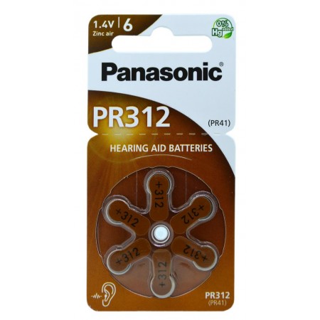 Hearing Aid Batteries Panasonic PR312 1.4V Τεμ. 6