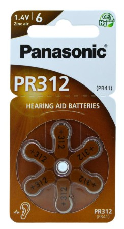 Hearing Aid Batteries Panasonic PR312 1.4V Τεμ. 6