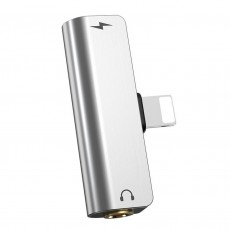 Adapter Hoco LS25 from Lightning to 3.5mm and Lightning  2.0A Silver