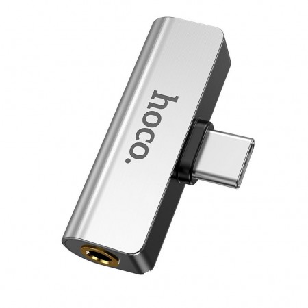 Adaptor Hoco LS26 2-in-1 USB-C to USB-C and 3.5mm 1.5A Silver