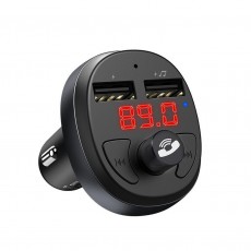 Car Charger Hoco E41 with Wireless FM Transmitter and 2 USB Ports Black