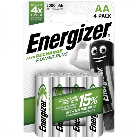 Rechargeable Battery Energizer ACCU Recharge Power Plus 2000 mAh size AA 1.2V Pcs 4