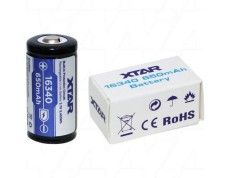 Rechargable Ιndustrial Τype Βattery Xtar 16340 Li-ion 3.7V 650mAh Protected