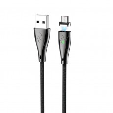 Data Cable Hoco U75 Magnetic USB to Micro-USB 3.0A with Magnetic Detachable Plug and LED Light Black 1.2m