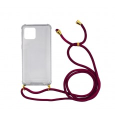 Case Ancus Crossbody for Apple iPhone 11 Transparent with Bordeaux Strap