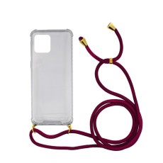 Case Ancus Crossbody for Apple iPhone 11 Transparent with Bordeaux Strap