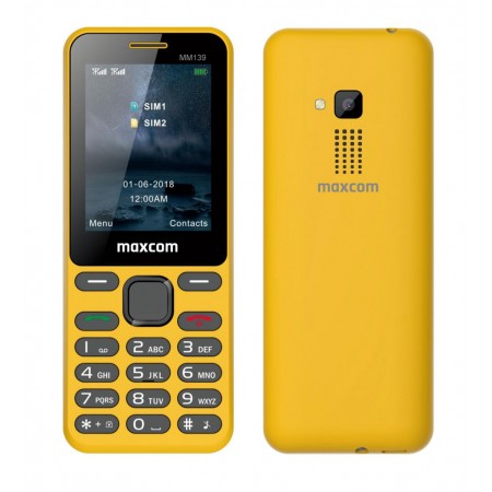Maxcom MM139 (Dual Sim) 2,4" with Camera, Torch and FM Radio Yellow