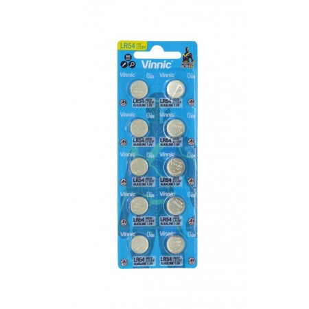 Buttoncell Vinnic G10 / AG10 / 189 / LR1130 / LR1131 / LR54  Pcs. 10 with Perferated Packaging