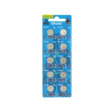 Buttoncell Vinnic G10 / AG10 / 189 / LR1130 / LR1131 / LR54  Pcs. 10 with Perferated Packaging