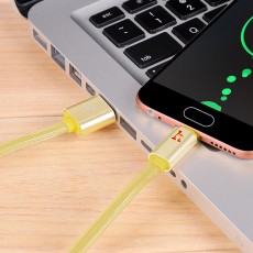 Data Cable Hoco UPL 12 Plus USB 2.4A to Micro-USB with PVC Jelly and Bright Indicator 1.2m. Gold