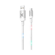 Data Cable Hoco U63 Spirit USB to Micro-USB and Light Indicators with Voice Sensor 2.4A White 1.2m