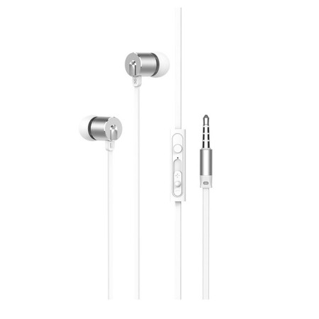 Hands Free Hoco M63 Ancient Sound Earphones Stereo 3.5mm Silver with Micrphone and Operation Control Button