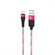Data Cable Hoco U85 Charming night USB to Micro-USB 2.4A Red Streamer 1m