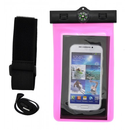 Waterproof Bag Ancus for Devices with Strap, Additional Mounting Strap and Compass Pink16x10.5cm