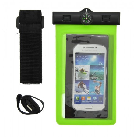Waterproof Bag Ancus for Devices with Strap, Additional Mounting Strap and Compass Green 16x10.5cm