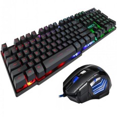 Wired Keyboard and Mouse iMICE AN-300 USB with LED Backlight, Gaming Multimedia Keys and 7D Mouse. Black