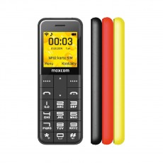 Maxcom MM111 1,44" with Vibration, Torch and FM Radio and Pocket size: 101x36mm Black with Extra Red & Yellow Battery Cap