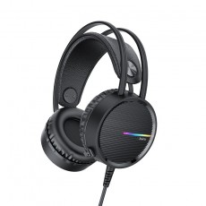 Stereo Gaming Headphone W100 Touring 3.5mm with Microphone, Volume Control and LED Light Black