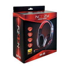 Stereo Headphone Noozy GH-35 of double 3.5mm connector for Gamers with Microphone and Volume Control Black-Red