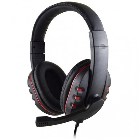 Stereo Headphone Noozy GH-35 of double 3.5mm connector for Gamers with Microphone and Volume Control Black-Red